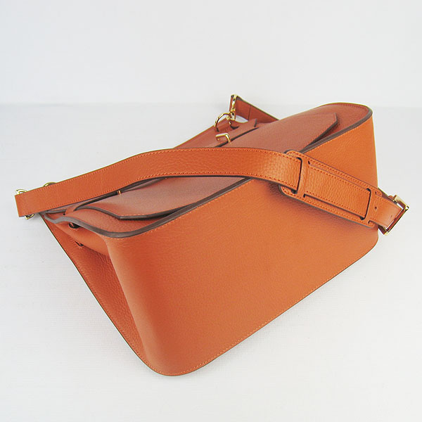 Replica Hermes Jypsiere Fjord Leather Messenger Bag Orange H6508 - 1:1 Copy